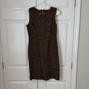Lands' End Animal Print Midi Dress - Brown